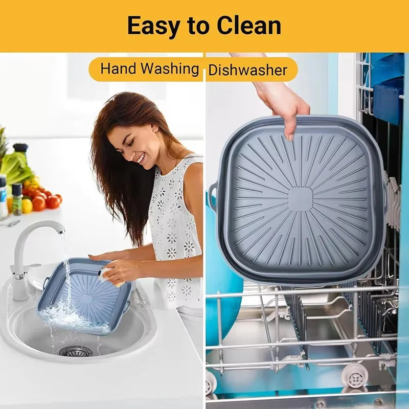 20-23cm Square Silicone Mold for Air Fryer Large Kitchen Airfryers Accessories Utensils