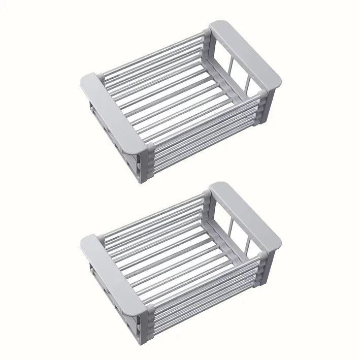 Kitchen Sink Drain Rack Stainless Steel Extendable Dish Drying Rack Drain basket Fruit Vegetable Washing Drainer Storage rack