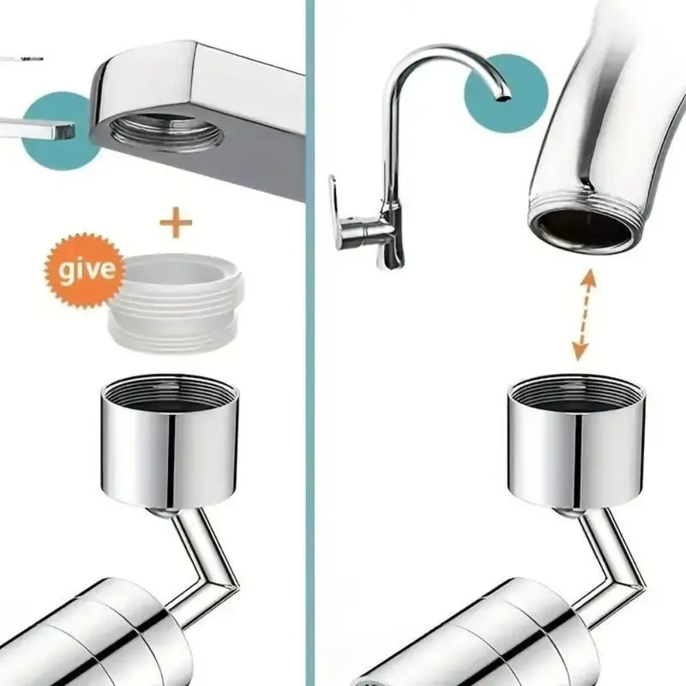 720 Degree Rotating Universal Faucet Extender Adapter Single Mode Splash Proof Kitchen Bathroom Faucet Bubbler Nozzle