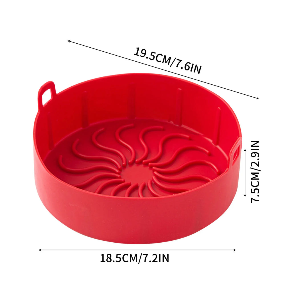 Airfryer Silicone Basket Reusable Baking Tray Silicone Mold For Airfryer Pizza Fried Chicken Basket Air Fryer Liners Accessories
