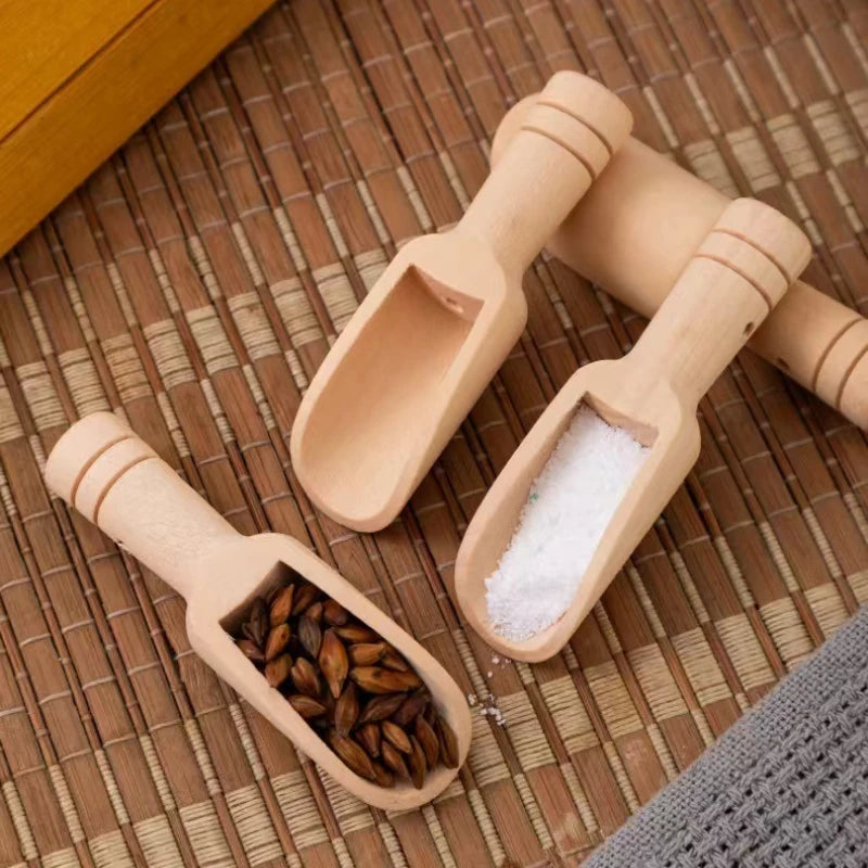 2Pc Mini Wooden Spoons Kitchen Spice Condiment Spoon Coffee Honey Sugar Tea Salt Scoop Crafts Kitchen Accessories