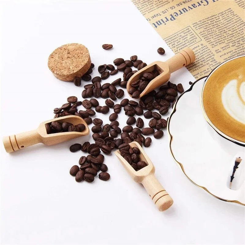 2Pc Mini Wooden Spoons Kitchen Spice Condiment Spoon Coffee Honey Sugar Tea Salt Scoop Crafts Kitchen Accessories