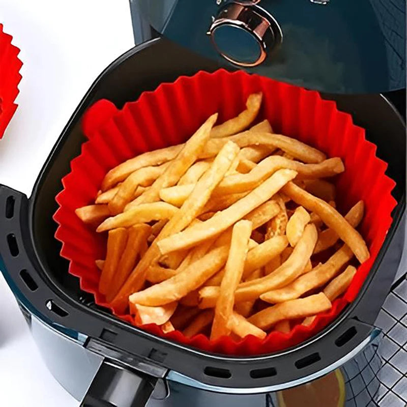 Airfryer Silicone Basket Reusable Oven Baking Tray Silicone Mold For Air Fryer Pizza Fried Chicken Basket Air Fryer Accessories