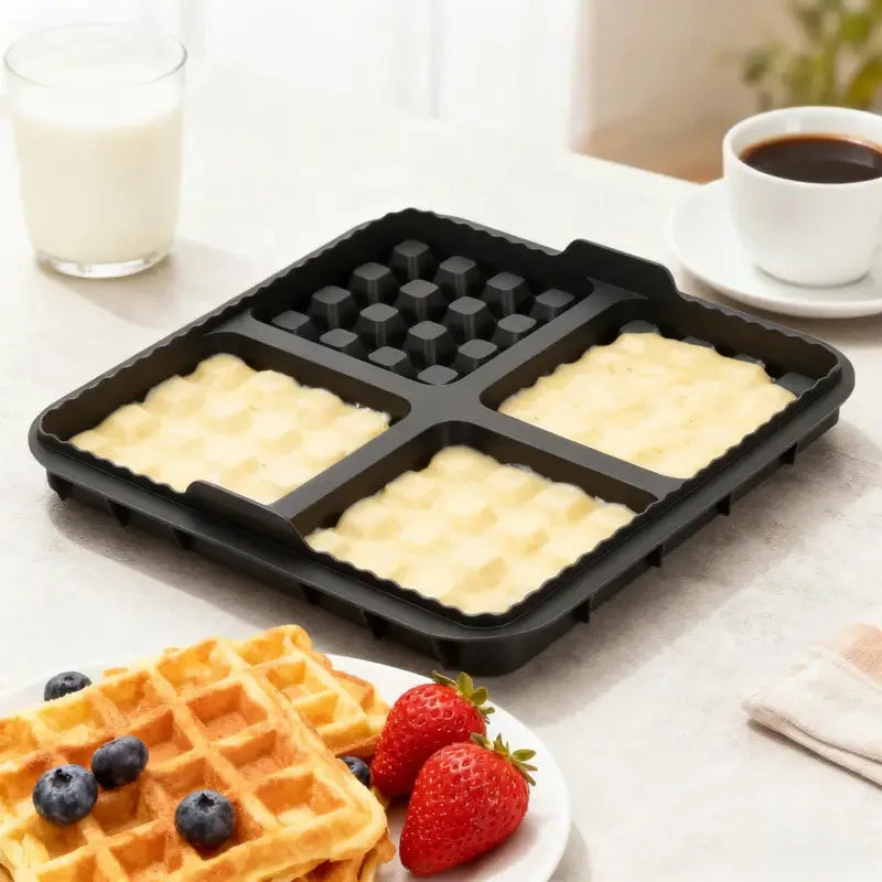 Square Air Fryer Silicone Biscuit Mold Set Silica Gel Reusable Waffle Making Mold Non-stick Baking Tray Kitchen Supplies