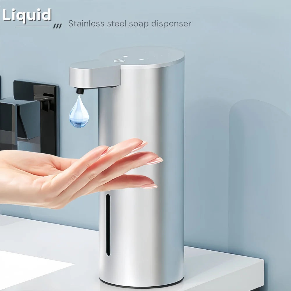Rechargeable Automatic Soap Dispenser 360ml Stainless Steel Touchless IR SensorFoam Liquid for Bathroom Kitchen IPX5 Waterproof