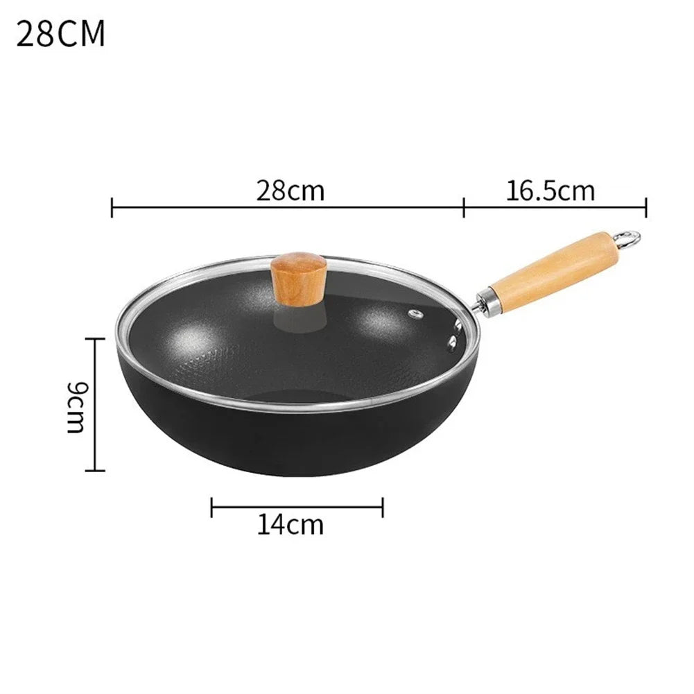 Cooking Events Iron Cookware Flat Bottom Wok For All Stoves Fryer Griddle 24CM Cooking Methods Easy Maintenance