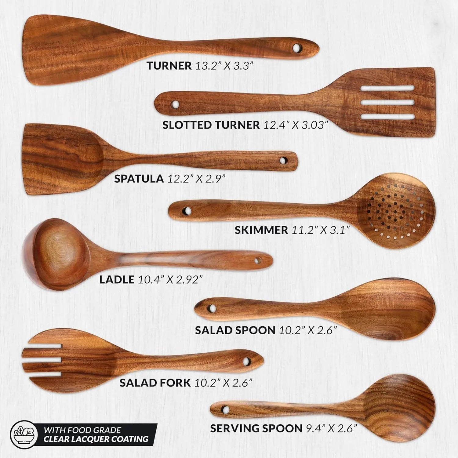 Kitchen 6/10 Pack Wooden Spoons for Cooking – Natural Teak Wooden Utensil Set, Easy to Clean, Durable, Smooth with Comfort Grip