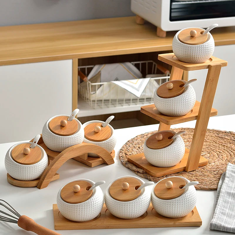 European White Porcelain Seasoning Jar with Lid Household Kitchen Utensils Pepper Bottle Grain Storage Tank Pepper Spice Box Jar