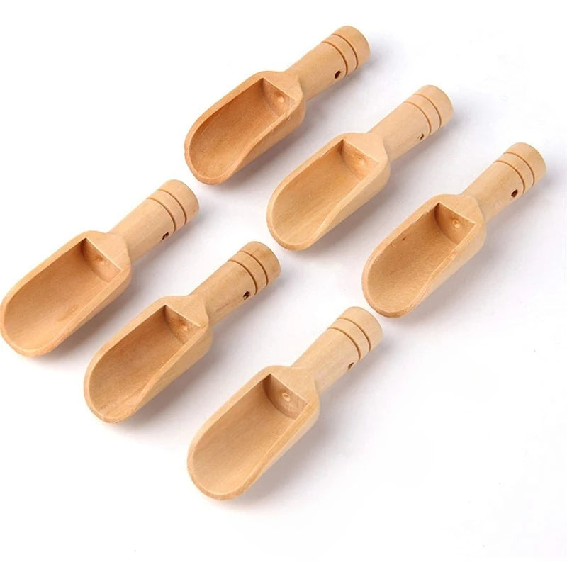 2Pc Mini Wooden Spoons Kitchen Spice Condiment Spoon Coffee Honey Sugar Tea Salt Scoop Crafts Kitchen Accessories
