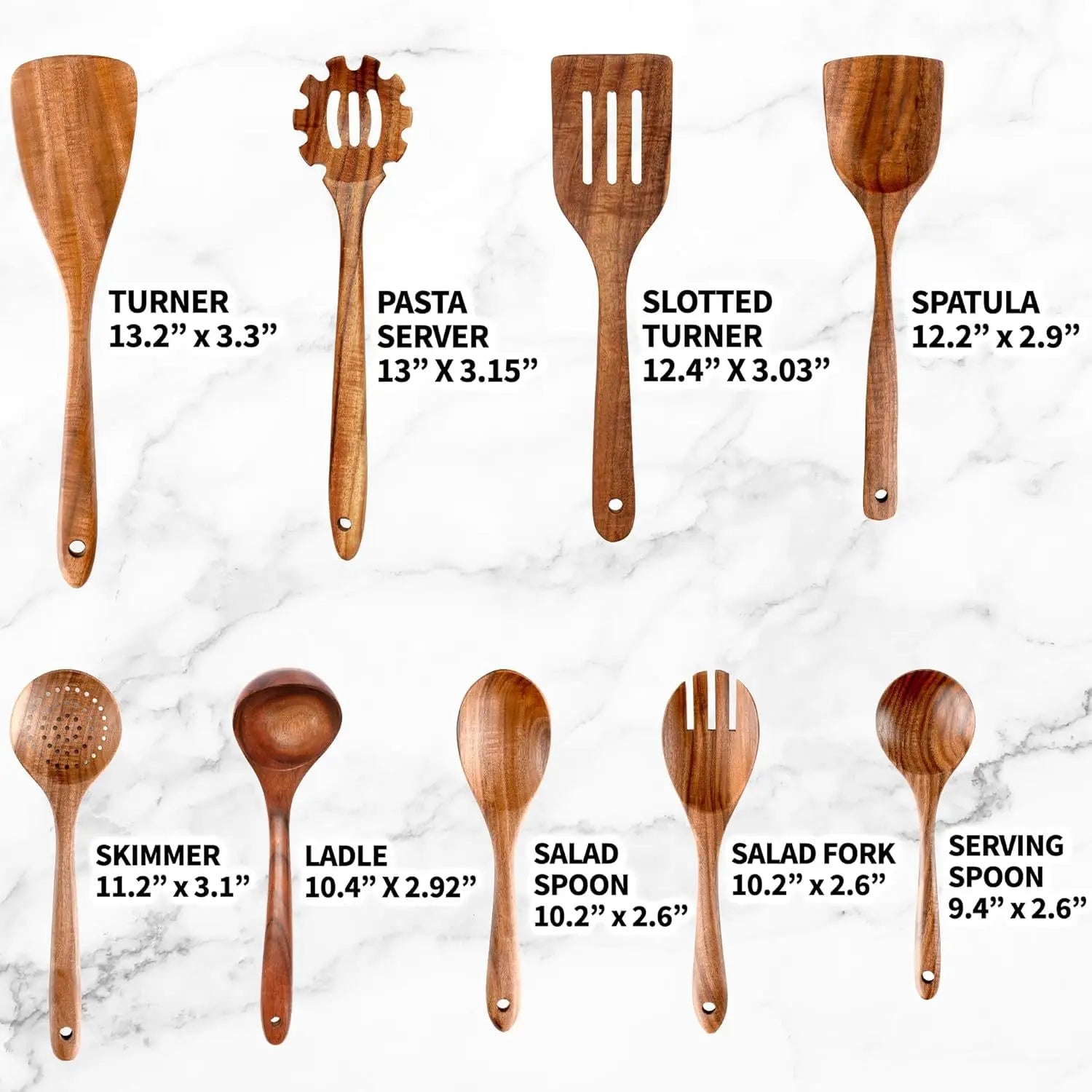Kitchen 6/10 Pack Wooden Spoons for Cooking – Natural Teak Wooden Utensil Set, Easy to Clean, Durable, Smooth with Comfort Grip