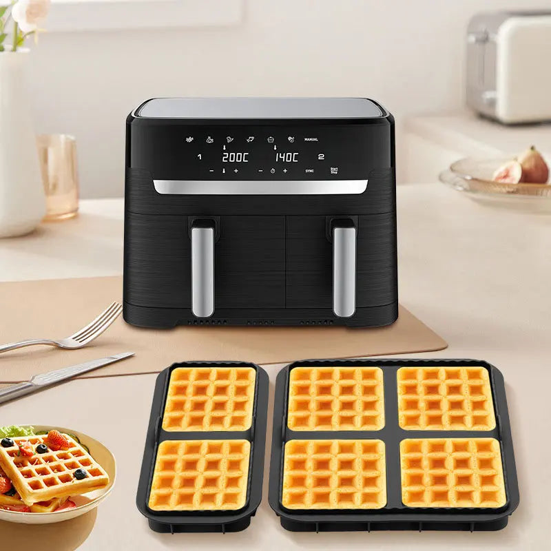 Square Air Fryer Silicone Biscuit Mold Set Silica Gel Reusable Waffle Making Mold Non-stick Baking Tray Kitchen Supplies