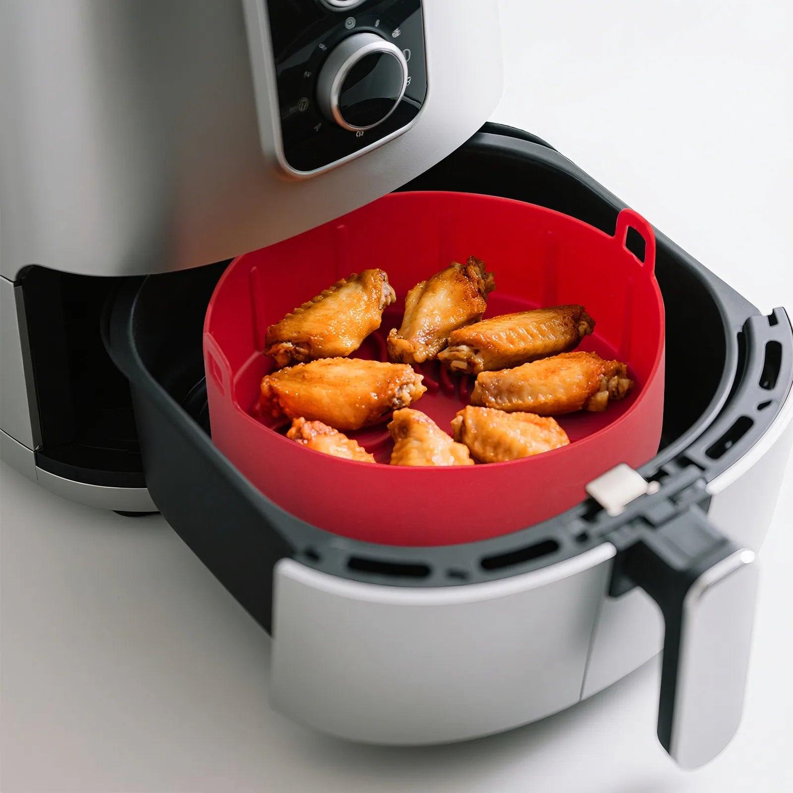 Airfryer Silicone Basket Reusable Baking Tray Silicone Mold For Airfryer Pizza Fried Chicken Basket Air Fryer Liners Accessories