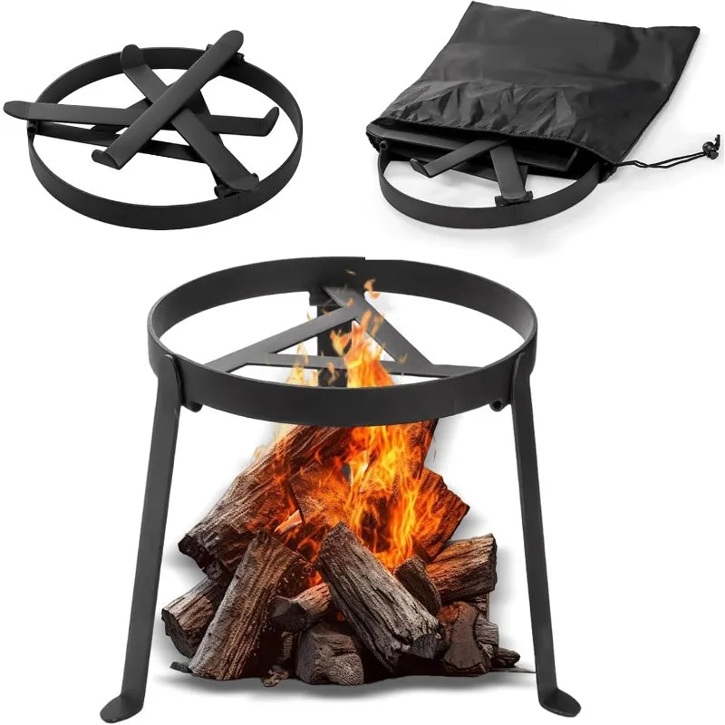 Cooking Tripod for Campfire, Folding Camping Tripod Grill Open Fire Cooking Stand, Heavy-Duty Tripod Stand for Campfire Cooking