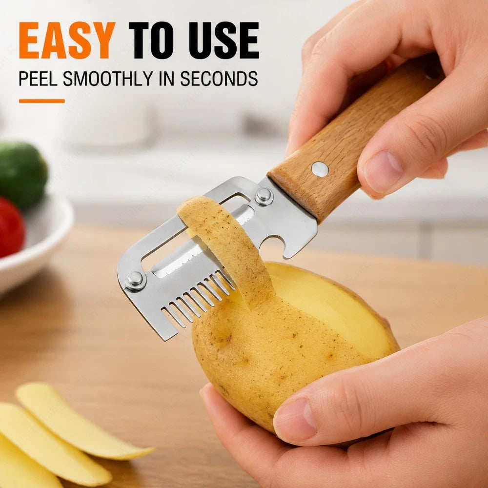 Fruit Vegetable Peeler Stainless Steel Paring Knife with Ergonomic Wood Handle Practical Kitchen Gadget for Daily Cooking Use