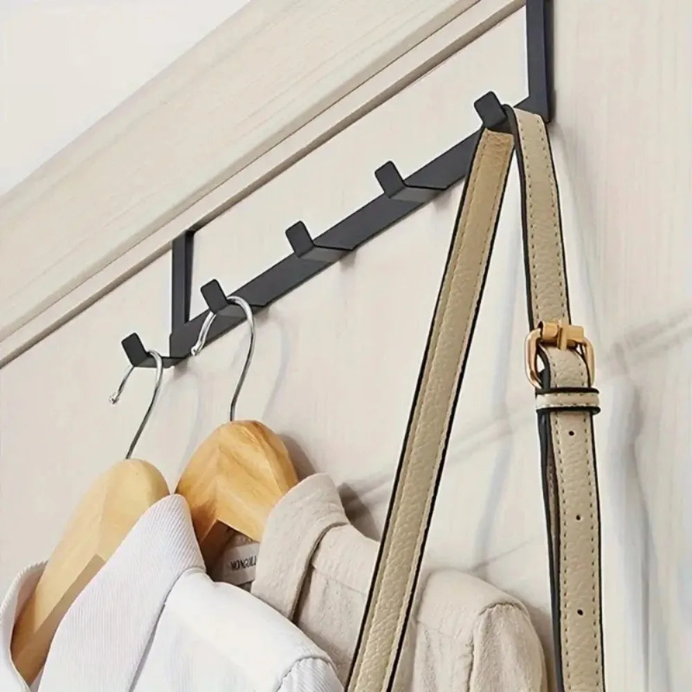 Over The Door 5 Hooks Hanger Space Saving Organizer for Hanging Clothes Coats Towels Hats Bags in Bathroom Bedroom Kitchen