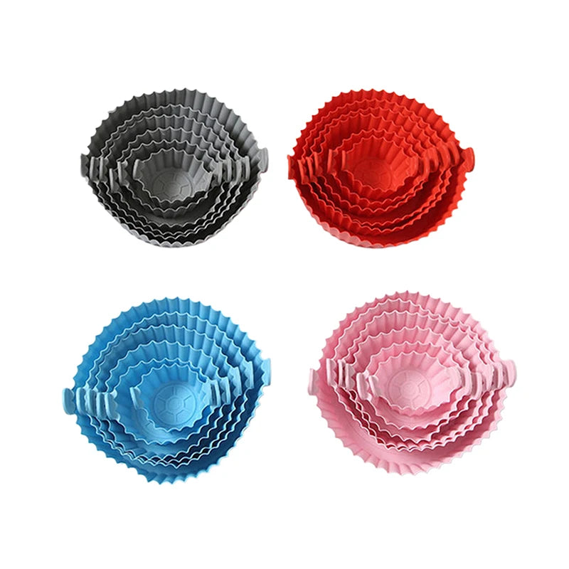 Airfryer Silicone Basket Reusable Oven Baking Tray Silicone Mold For Air Fryer Pizza Fried Chicken Basket Air Fryer Accessories
