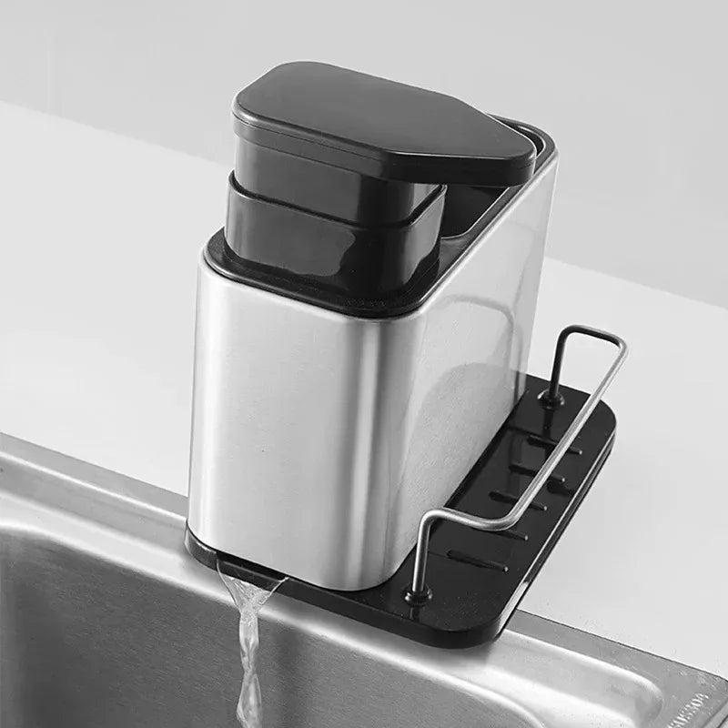 3-in-1 Kitchen Soap Dispenser Stainless Steel Cutlery Holder Spoon Storage Kitchen Organizer Drainer Dish Drying Rack