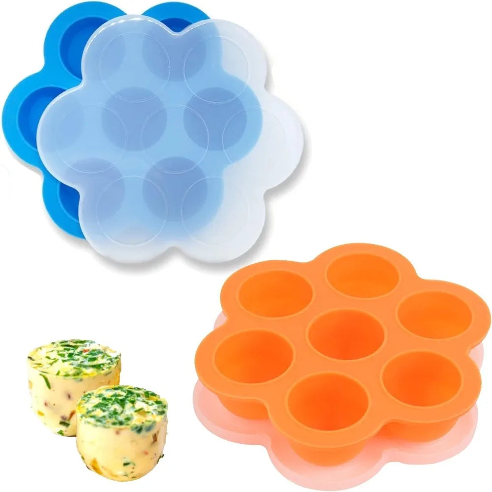 Silicone Egg Bite Molds Food Freezer Tray with Lid Reusable Storage Container Easy to Clean Air Fryer Accessories Baking Molds