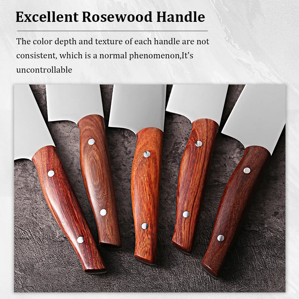 TURWHO 3PCS Kitchen Knives Set High Carbon X50Cr15MoV Stainless Steel Japanese Nakiri Cleaver Slicing Utility Chef Knife Sets