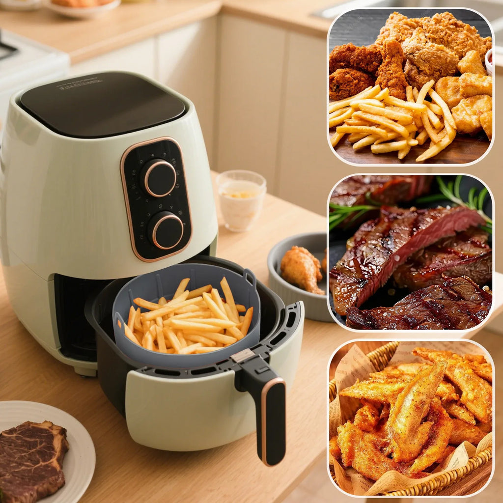 Airfryer Silicone Basket Reusable Baking Tray Silicone Mold For Airfryer Pizza Fried Chicken Basket Air Fryer Liners Accessories