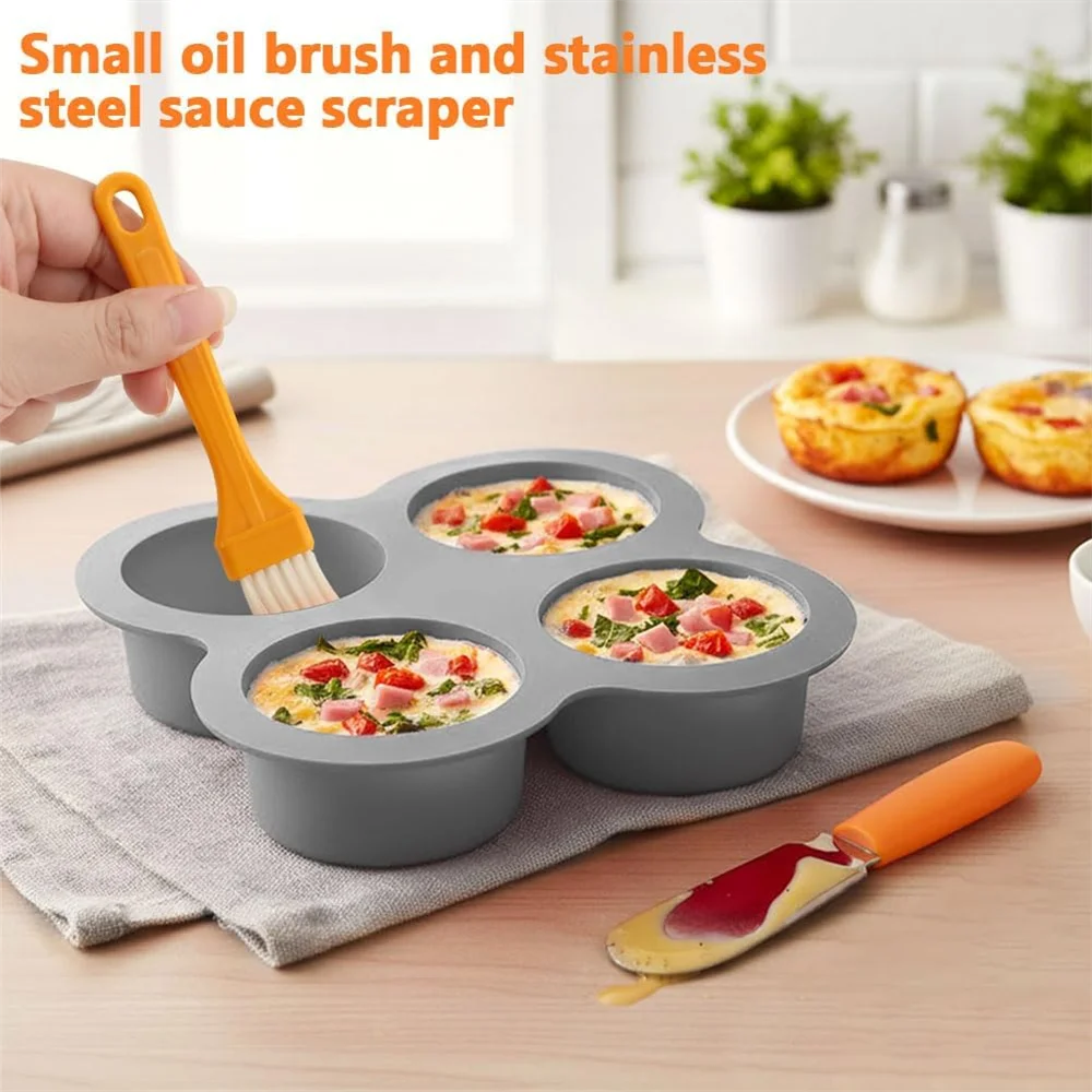 Air Fryer Egg Mold, 4 Cups Silicone Air Fryer Baking Pan Non-Stick for Egg Bites, Cupcake, Muffin, Tart, Frittata,Quiche