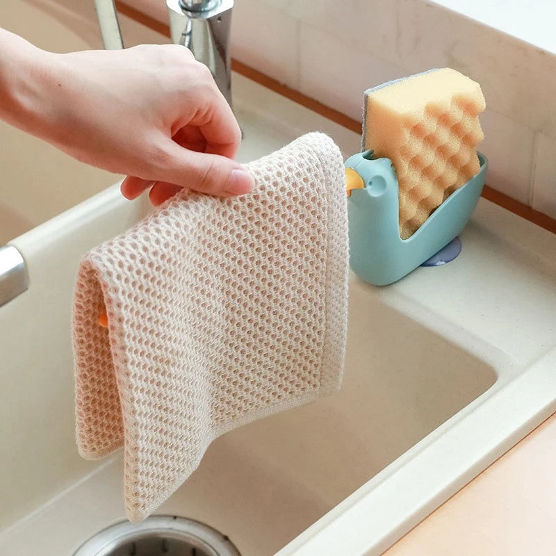 Kitchen Dishcloth Rack Sink Drainer And Storage Rack Suitable For Kitchens And Bathrooms. It Can Store Sponges And Dishcloths