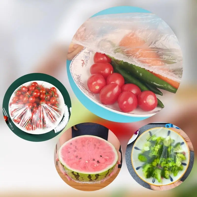 100-500Pcs Disposable Food Covers Food Grade Colored Elastic Fresh Keeping Bowl Covers Stretch Food Wrap Lids for Kitchen