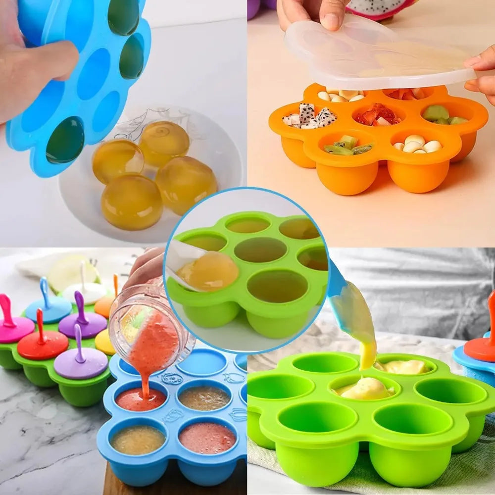 Silicone Egg Bite Molds Food Freezer Tray with Lid Reusable Storage Container Easy to Clean Air Fryer Accessories Baking Molds