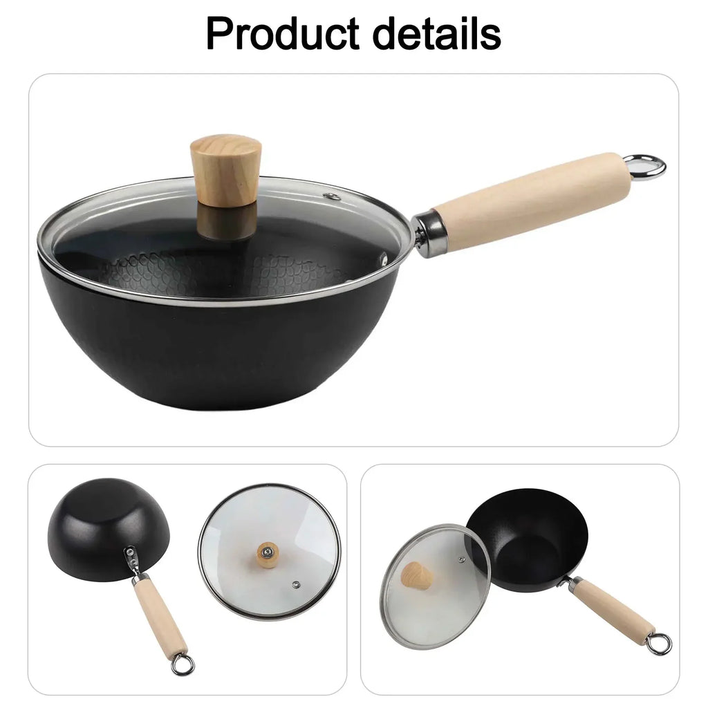 Cooking Events Iron Cookware Flat Bottom Wok For All Stoves Fryer Griddle 24CM Cooking Methods Easy Maintenance