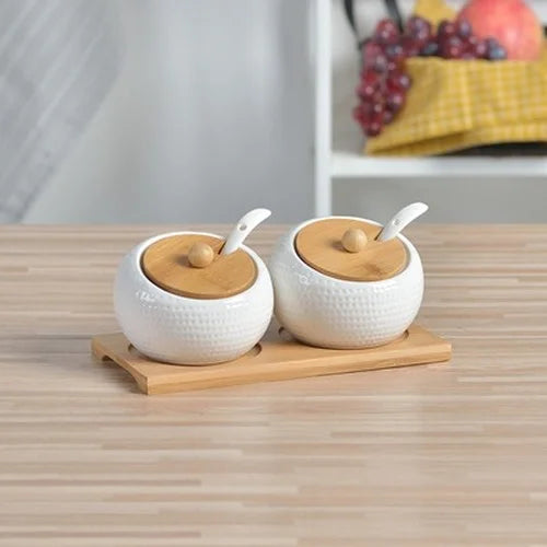 European White Porcelain Seasoning Jar with Lid Household Kitchen Utensils Pepper Bottle Grain Storage Tank Pepper Spice Box Jar