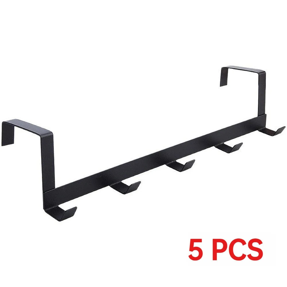 Over The Door 5 Hooks Hanger Space Saving Organizer for Hanging Clothes Coats Towels Hats Bags in Bathroom Bedroom Kitchen