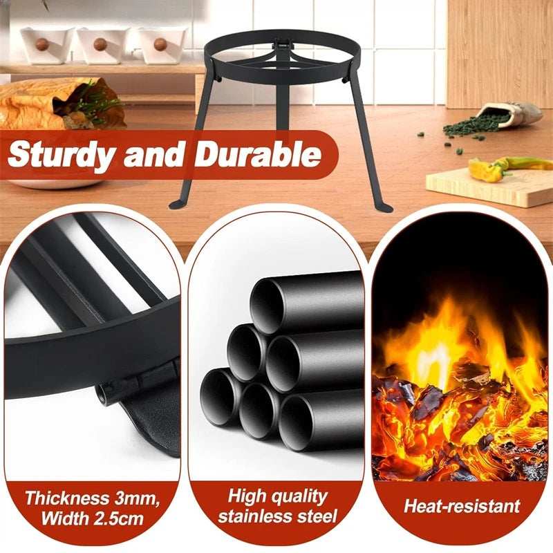 Cooking Tripod for Campfire, Folding Camping Tripod Grill Open Fire Cooking Stand, Heavy-Duty Tripod Stand for Campfire Cooking
