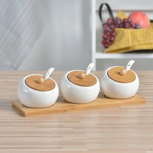 European White Porcelain Seasoning Jar with Lid Household Kitchen Utensils Pepper Bottle Grain Storage Tank Pepper Spice Box Jar