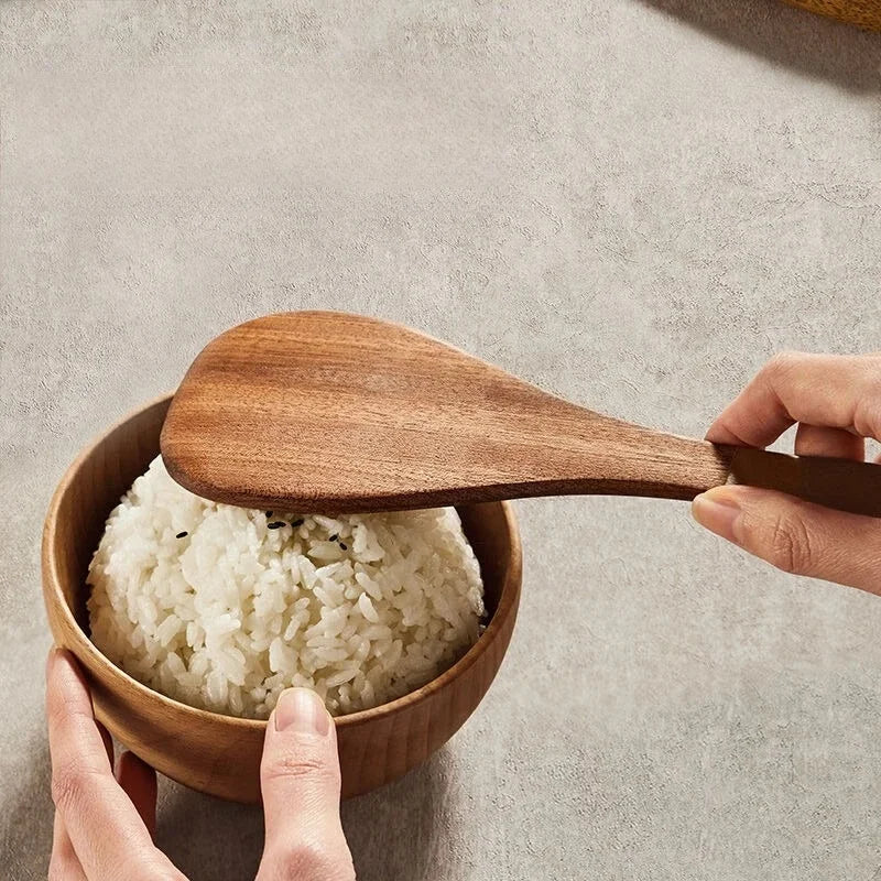 COOKER KING Ebony Wood Cooking Tools Set Non-stick Pan Spatula Soup Rice Spoon Frying Spatula Antibacterial Mildew Kitchen Tools