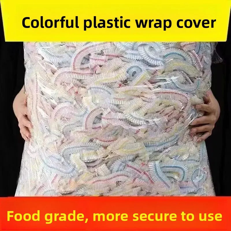 100-500Pcs Disposable Food Covers Food Grade Colored Elastic Fresh Keeping Bowl Covers Stretch Food Wrap Lids for Kitchen