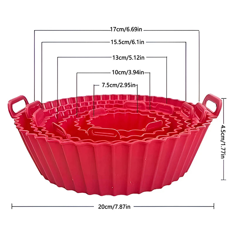 Airfryer Silicone Basket Reusable Oven Baking Tray Silicone Mold For Air Fryer Pizza Fried Chicken Basket Air Fryer Accessories