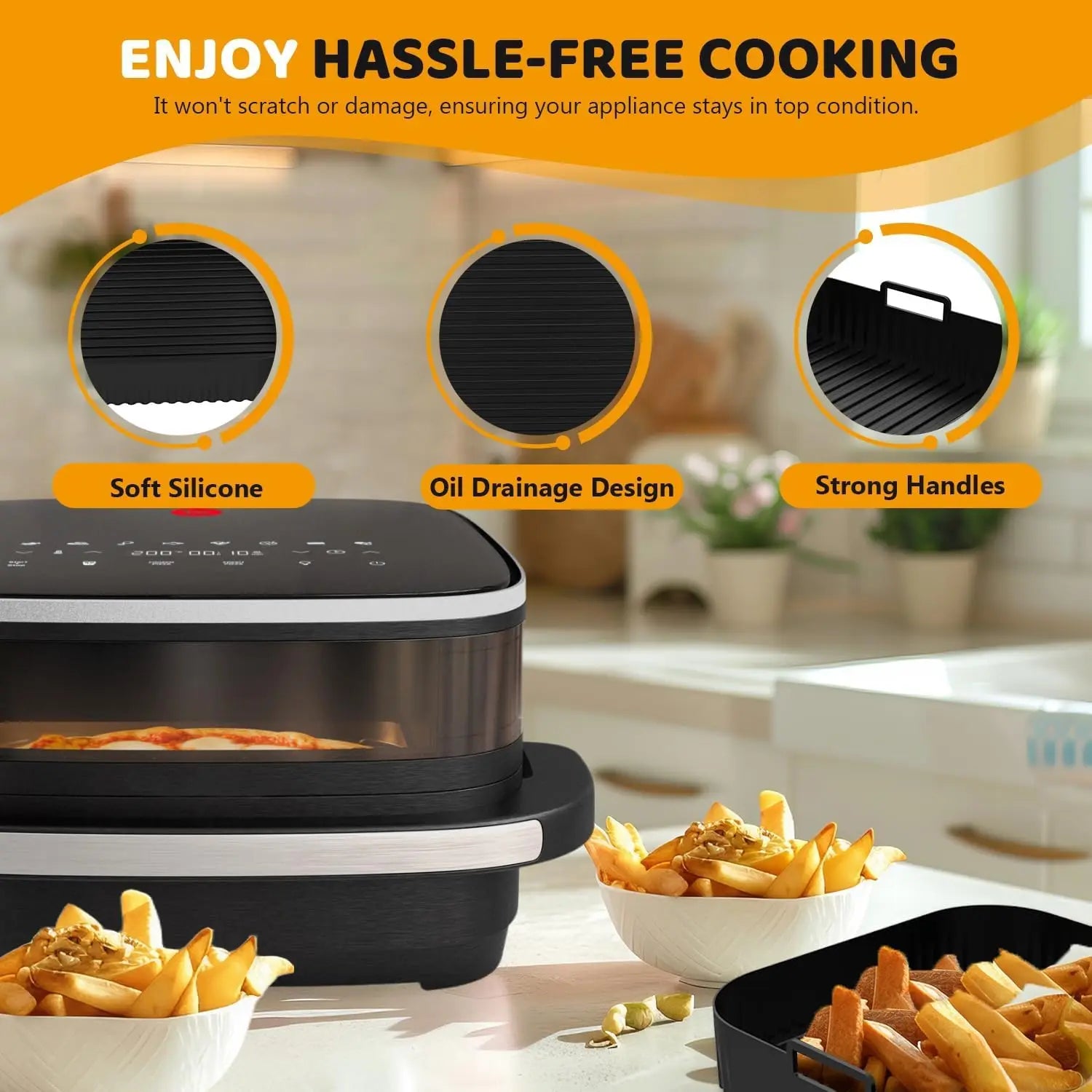 Silicone Air Fryer Mould, Air Fryer Silicone Molds for Tefal Easy Fry XL Surface, Silicone Tray Air Fryer Container
