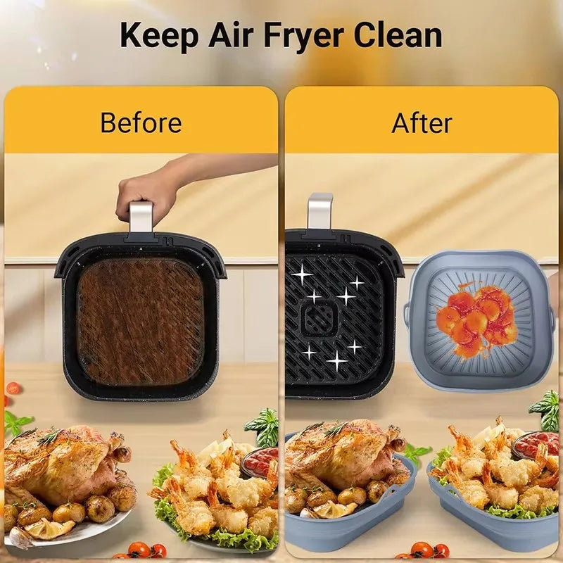 20-23cm Square Silicone Mold for Air Fryer Large Kitchen Airfryers Accessories Utensils