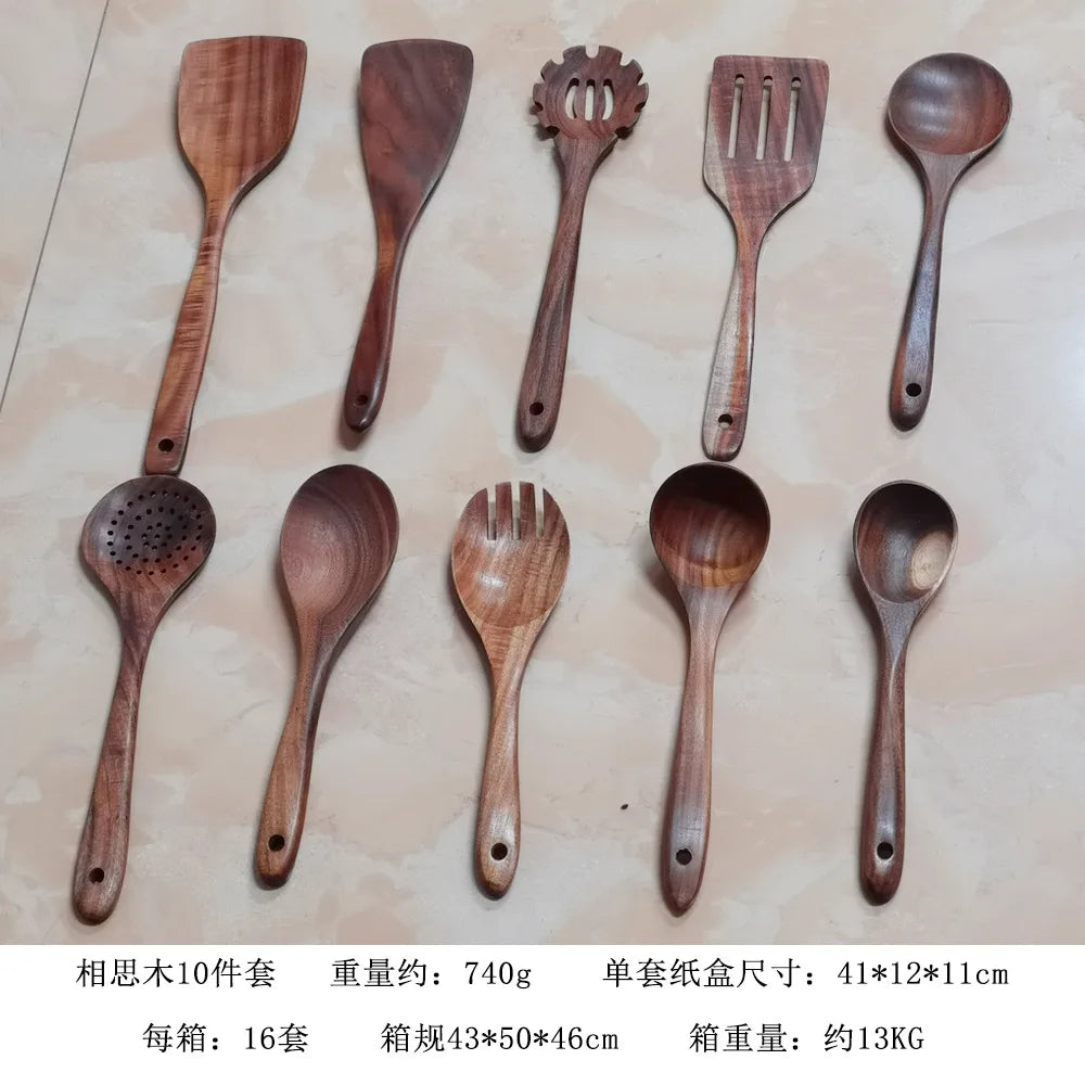 Kitchen 6/10 Pack Wooden Spoons for Cooking – Natural Teak Wooden Utensil Set, Easy to Clean, Durable, Smooth with Comfort Grip