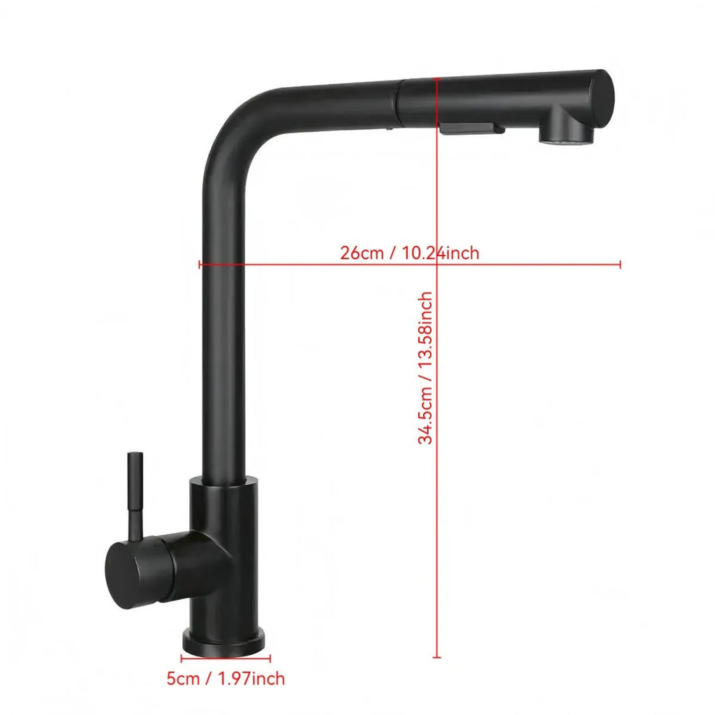 Black Pull Out Kitchen Sink Faucet Flexible 2 Modes Stream & Sprayer Nozzle Faucets Stainless Steel Hot Cold Wate Mixer Tap Deck