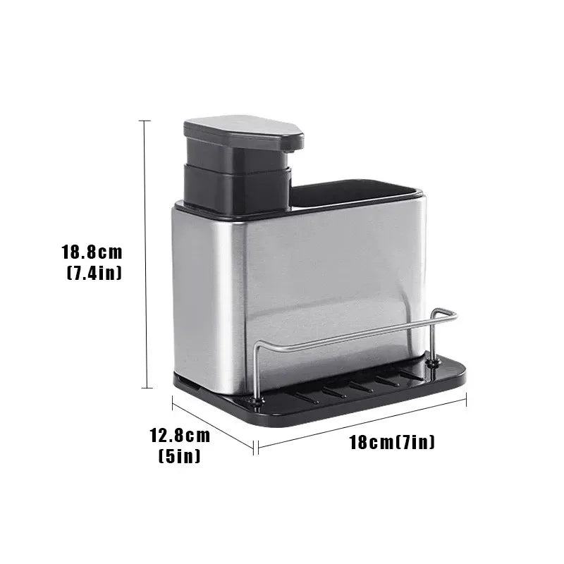 3-in-1 Kitchen Soap Dispenser Stainless Steel Cutlery Holder Spoon Storage Kitchen Organizer Drainer Dish Drying Rack