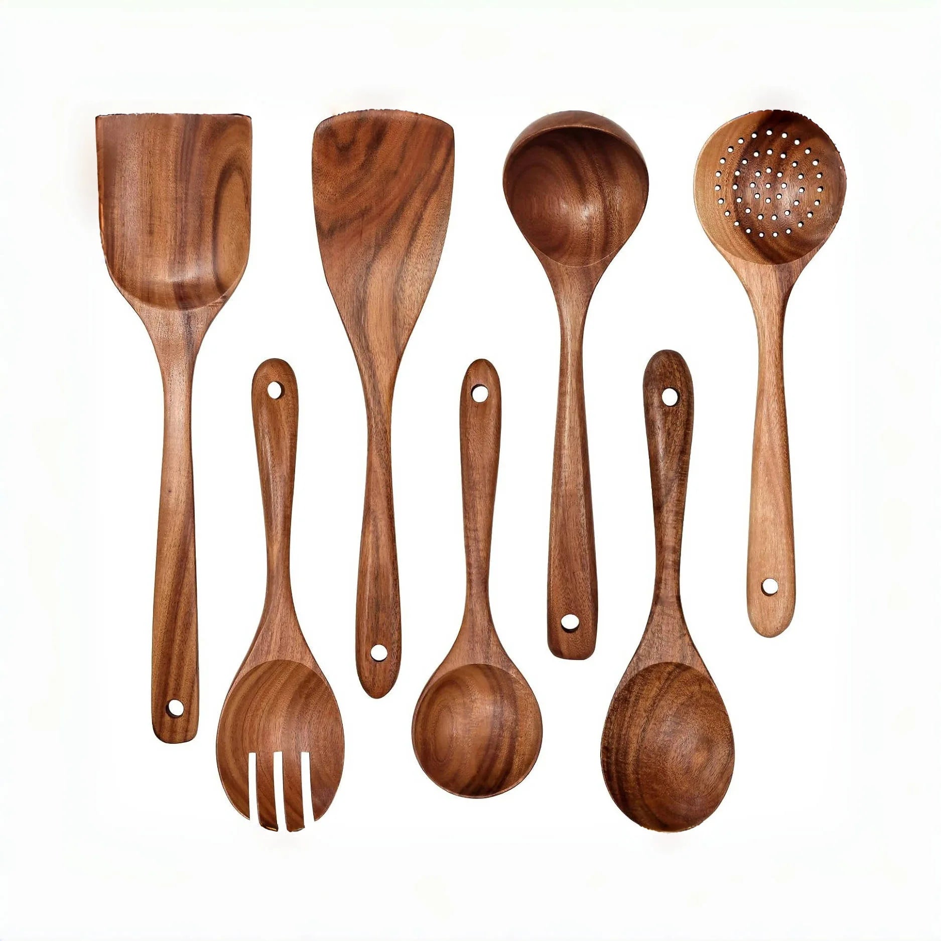 Kitchen 6/10 Pack Wooden Spoons for Cooking – Natural Teak Wooden Utensil Set, Easy to Clean, Durable, Smooth with Comfort Grip