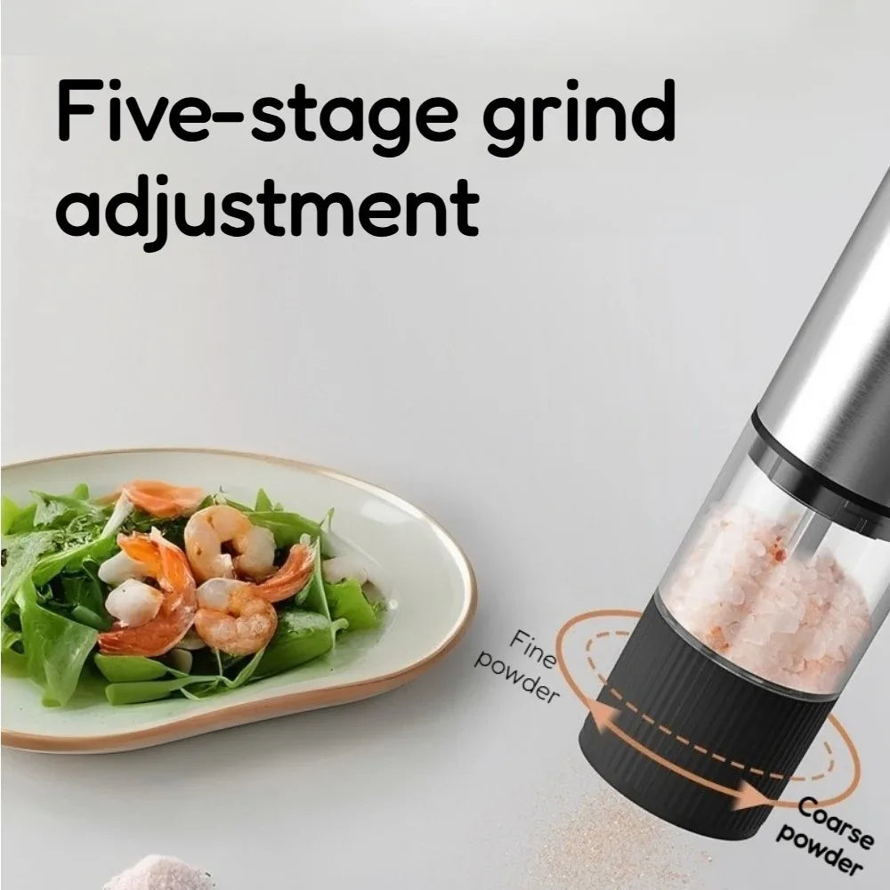 Automatic Electric Mill for Pepper Rechargeable Grinder with Adjustable Coarseness Practical Kitchen Tool for Daily Cooking