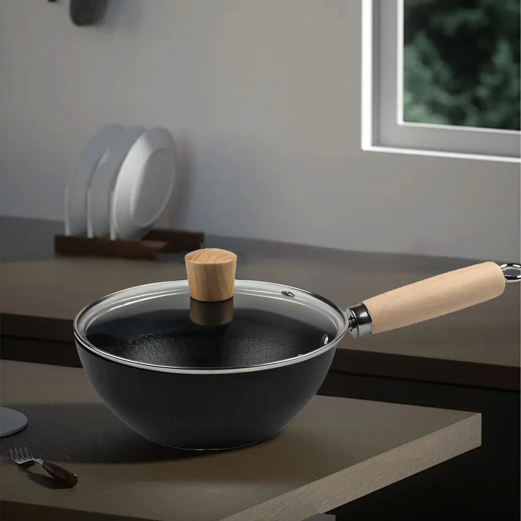 Cooking Events Iron Cookware Flat Bottom Wok For All Stoves Fryer Griddle 24CM Cooking Methods Easy Maintenance