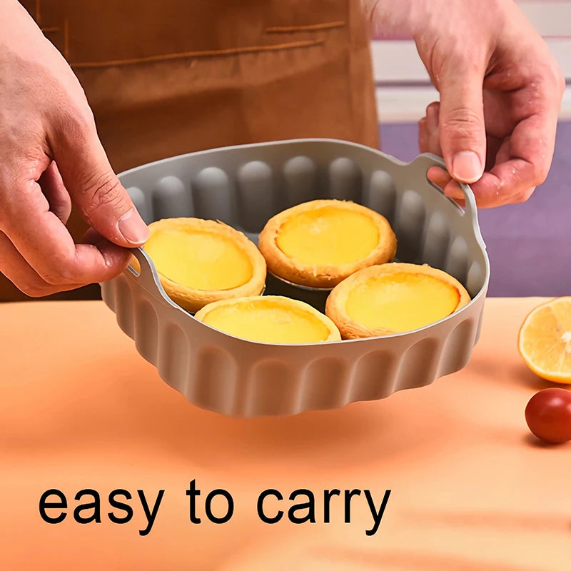 Air Fryer Silicone Basket Tray 20/23cm Round Square 4/5/6/8 Liters XXL Shape Airfryer Case Protector Pan Mold Oven Baking Liners