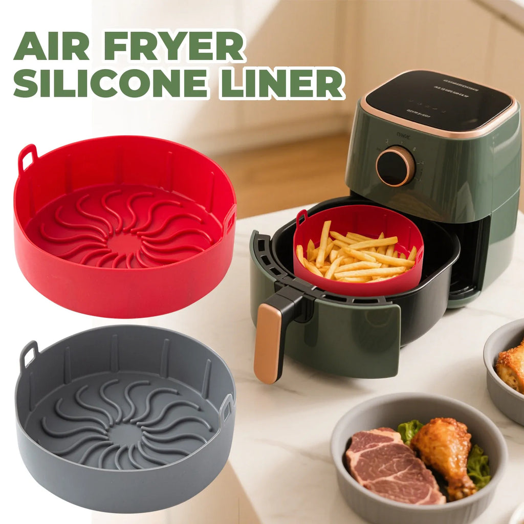 Airfryer Silicone Basket Reusable Baking Tray Silicone Mold For Airfryer Pizza Fried Chicken Basket Air Fryer Liners Accessories