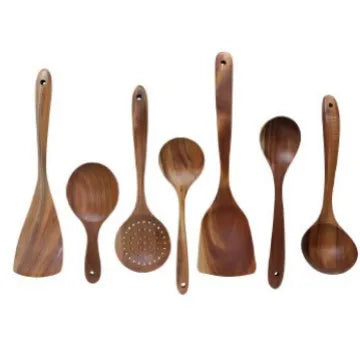 Kitchen 6/10 Pack Wooden Spoons for Cooking – Natural Teak Wooden Utensil Set, Easy to Clean, Durable, Smooth with Comfort Grip