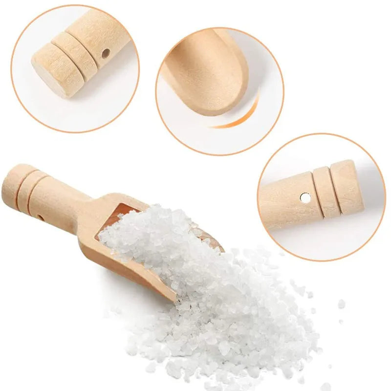 2Pc Mini Wooden Spoons Kitchen Spice Condiment Spoon Coffee Honey Sugar Tea Salt Scoop Crafts Kitchen Accessories