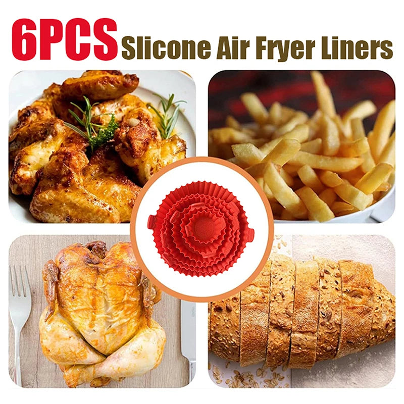 Airfryer Silicone Basket Reusable Oven Baking Tray Silicone Mold For Air Fryer Pizza Fried Chicken Basket Air Fryer Accessories