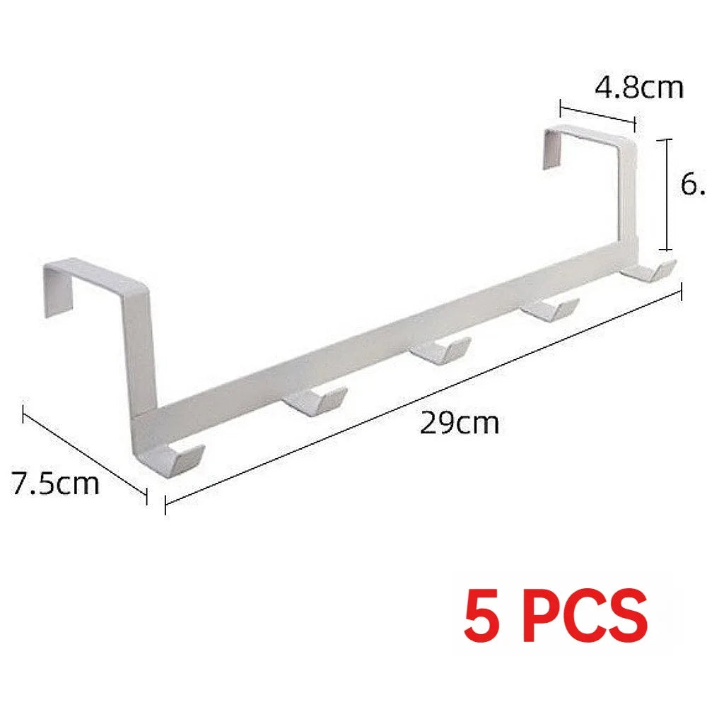 Over The Door 5 Hooks Hanger Space Saving Organizer for Hanging Clothes Coats Towels Hats Bags in Bathroom Bedroom Kitchen